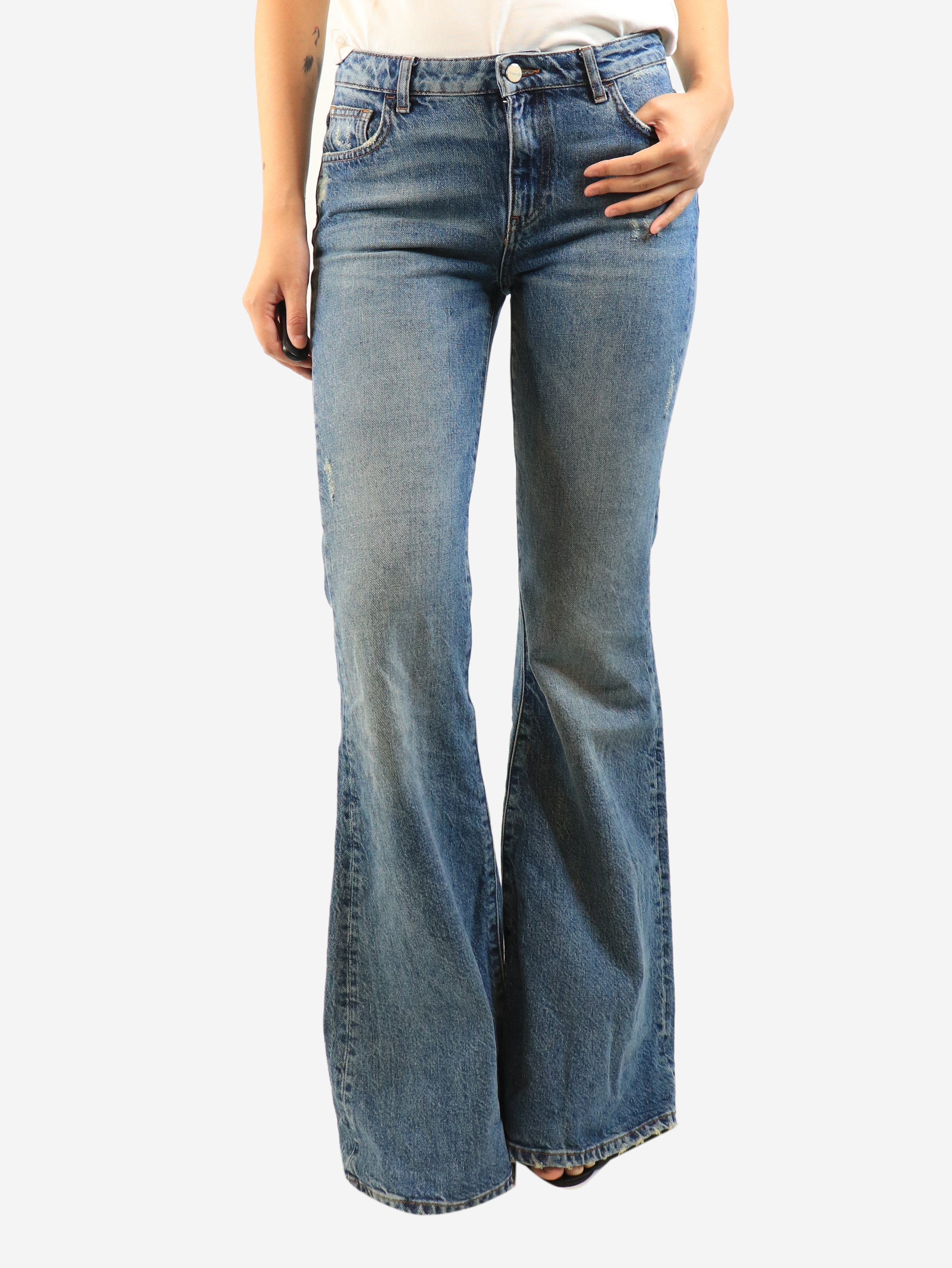 Blue Woodstock flared jeans - size UK 8