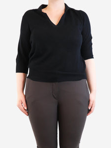 Margaret Howell Black collared knit top - size UK 14