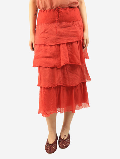 Red tiered skirt - size L Skirts Dosa 