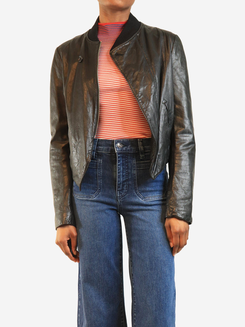Black leather bomber jacket - size UK 8 Coats & Jackets Yohji Yamamoto 