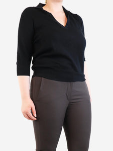 Margaret Howell Black collared knit top - size UK 14