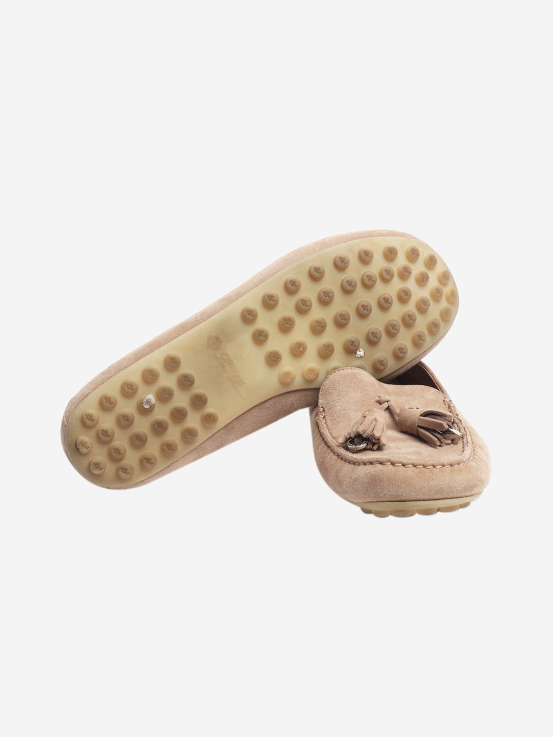 Beige suede tassel moccasin loafers - size EU 38 Shoes Loro Piana 