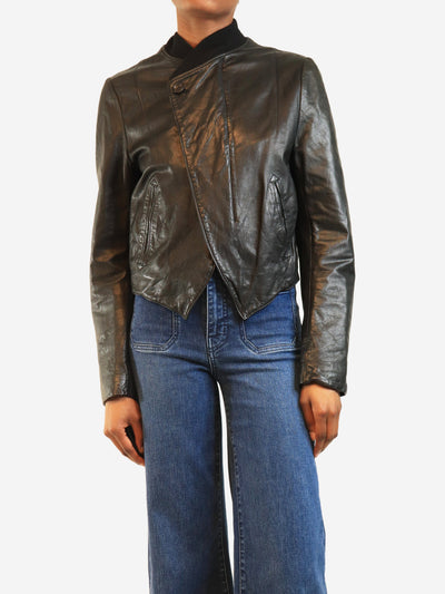 Black leather bomber jacket - size UK 8 Coats & Jackets Yohji Yamamoto 