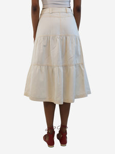 ME+EM White denim midi skirt - size UK 6