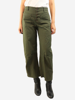 Green cotton pocket trousers - size UK 10