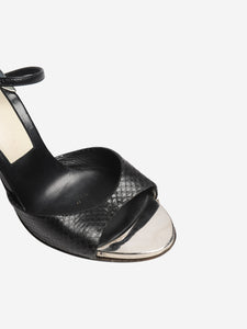 Louis Vuitton Black and silver snakeskin sandal heels - size EU 36