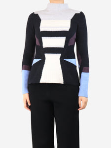 Peter Pilotto Multi coloured mock neck knit top - size UK 10