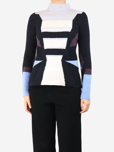 Multi coloured mock neck knit top - size UK 10 Knitwear Peter Pilotto 