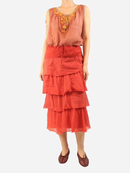 Red tiered skirt - size L alternate image
