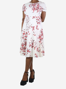 Max Mara Studio Cream floral printed midi dress - size UK 14