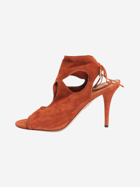 Brown suede lace up heels - size EU 39 (UK 6) product image