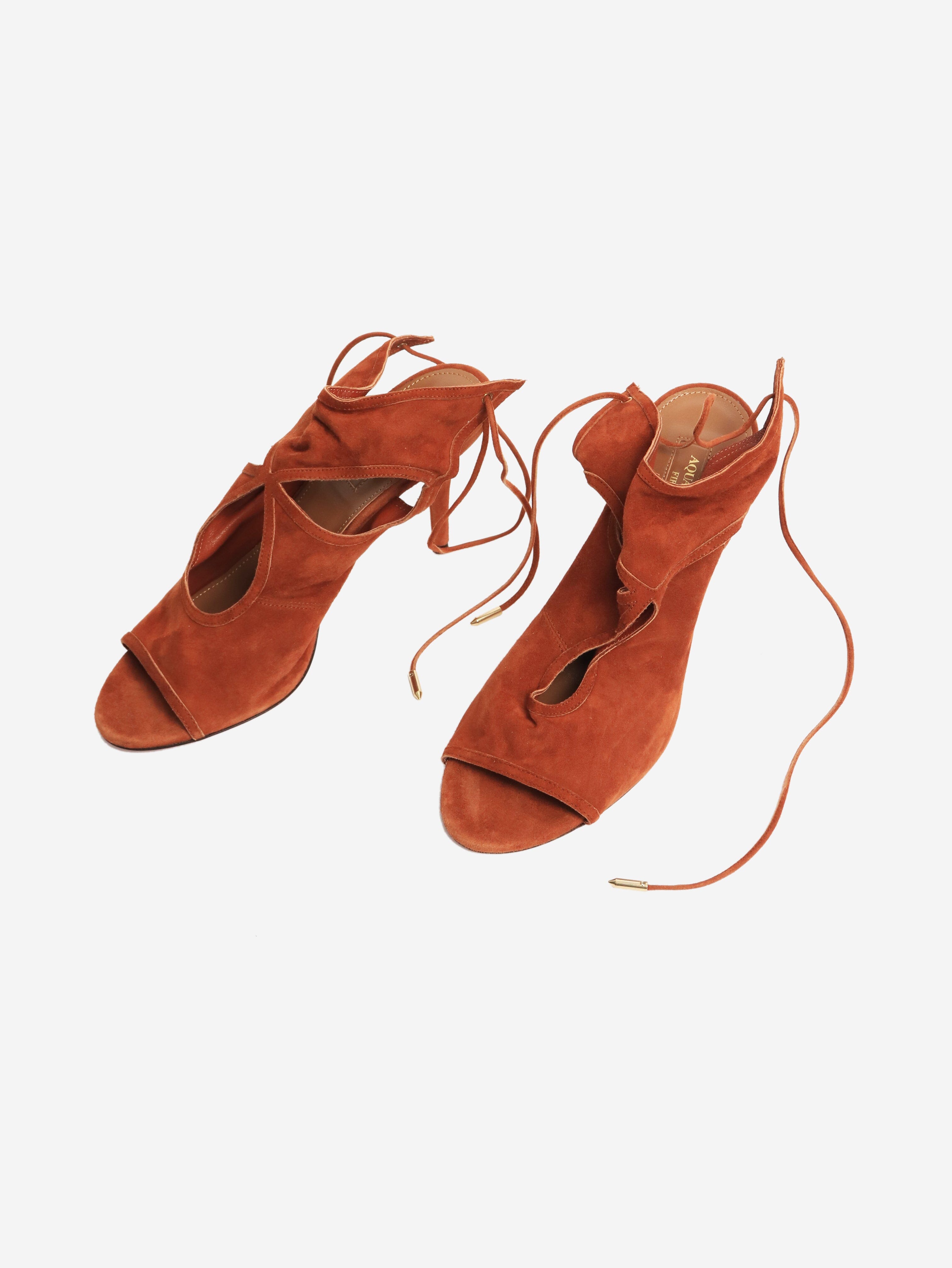 Brown suede lace up heels - size EU 39 (UK 6) Heels Aquazzura 