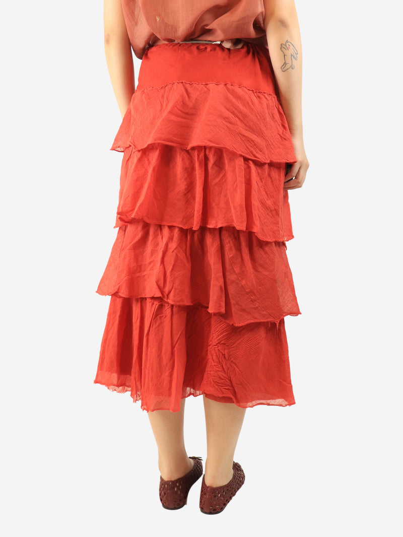 Red tiered skirt - size L Skirts Dosa 