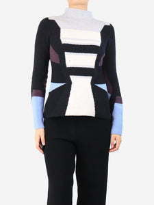 Peter Pilotto Multi coloured mock neck knit top - size UK 10