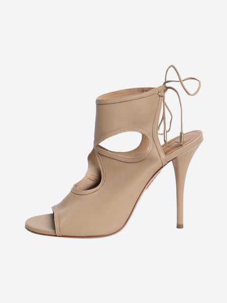 Beige leather cutout sandal heels - size EU 40 product image
