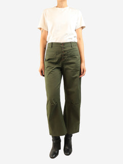 Green cotton pocket trousers - size UK 10