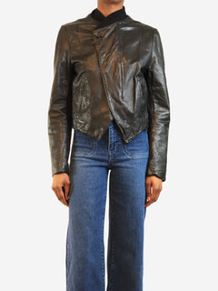 Black leather bomber jacket - size UK 8 Coats & Jackets Yohji Yamamoto 