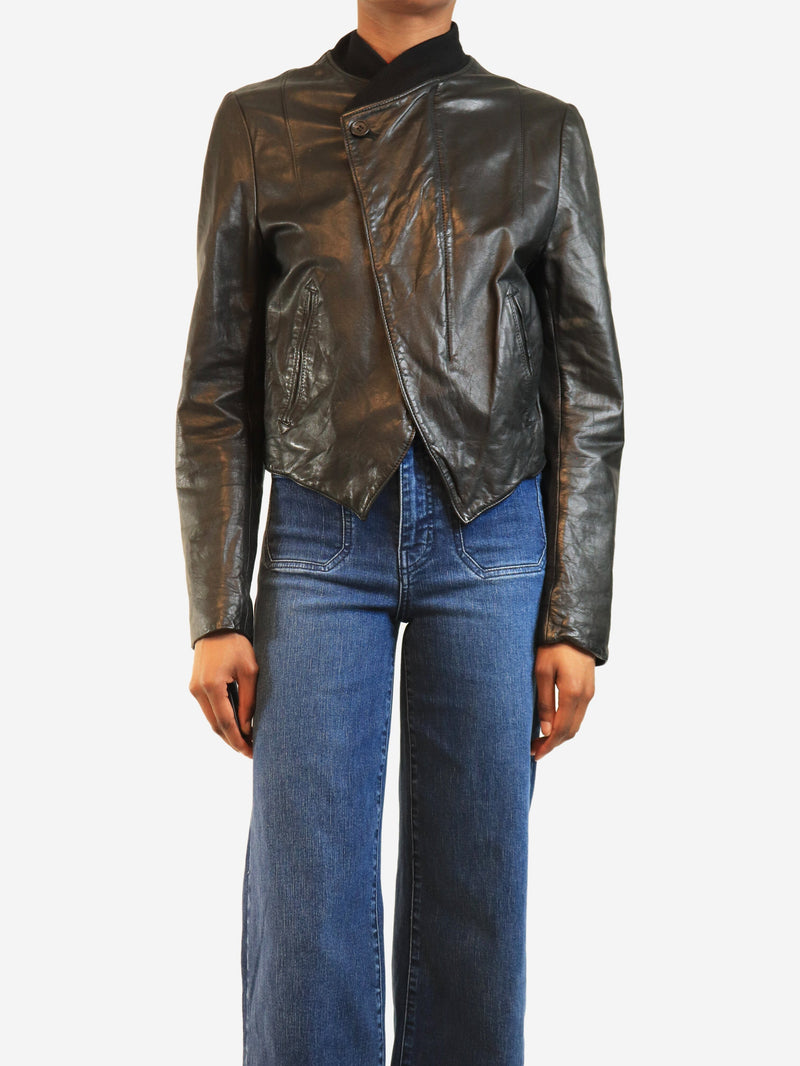 Black leather bomber jacket - size UK 8 Coats & Jackets Yohji Yamamoto 