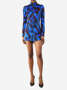 Louisa Ballou Purple floral printed mini shirt dress - size XS