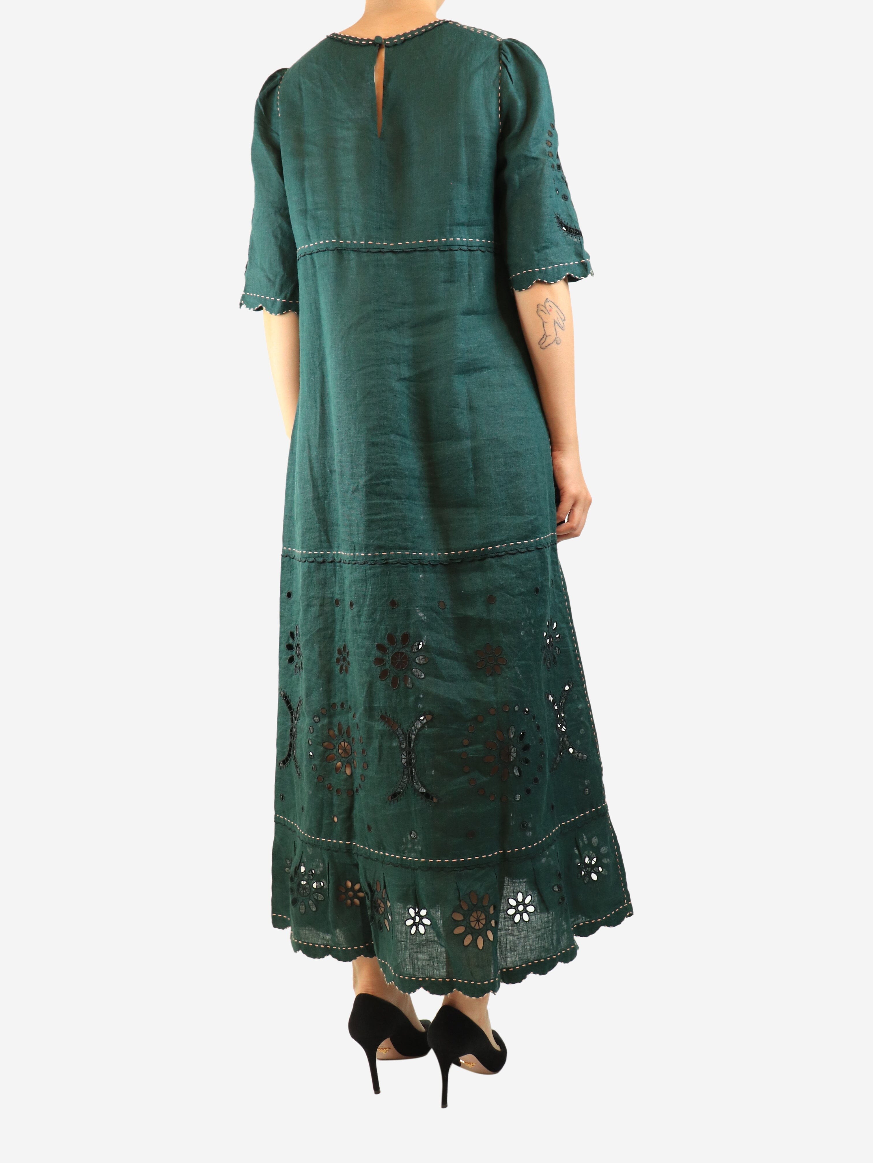 Green linen broderie maxi dress - size Dresses Vita Kin 