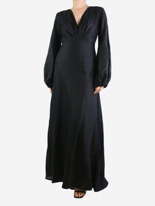 Kalita Black V-neckline linen maxi dress - size S