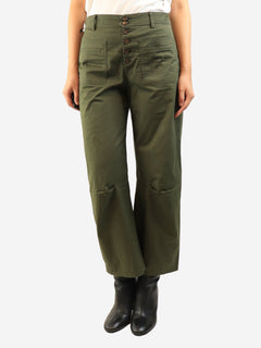 Green cotton pocket trousers - size UK 10