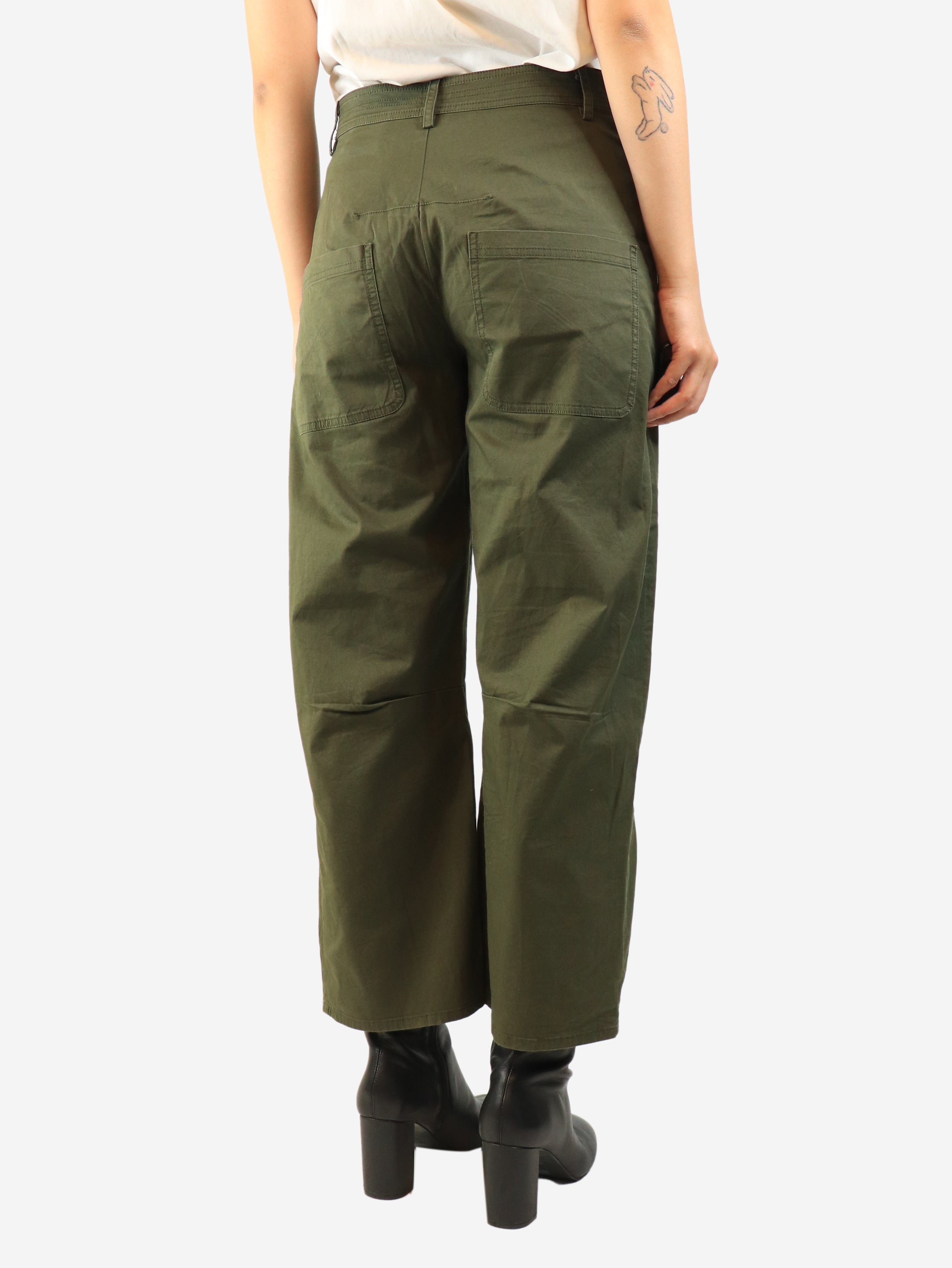 Green cotton pocket trousers - size UK 10