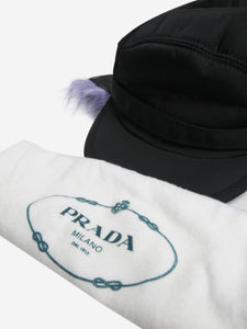 Prada Black Re-Nylon and faux fur Trapper hat