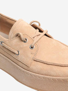 Hogan Neutral suede platform boat shoes - size EU 38