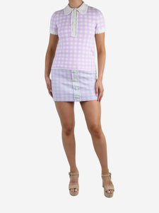 Maje Purple checked knitted top and skirt set - size UK 8/10