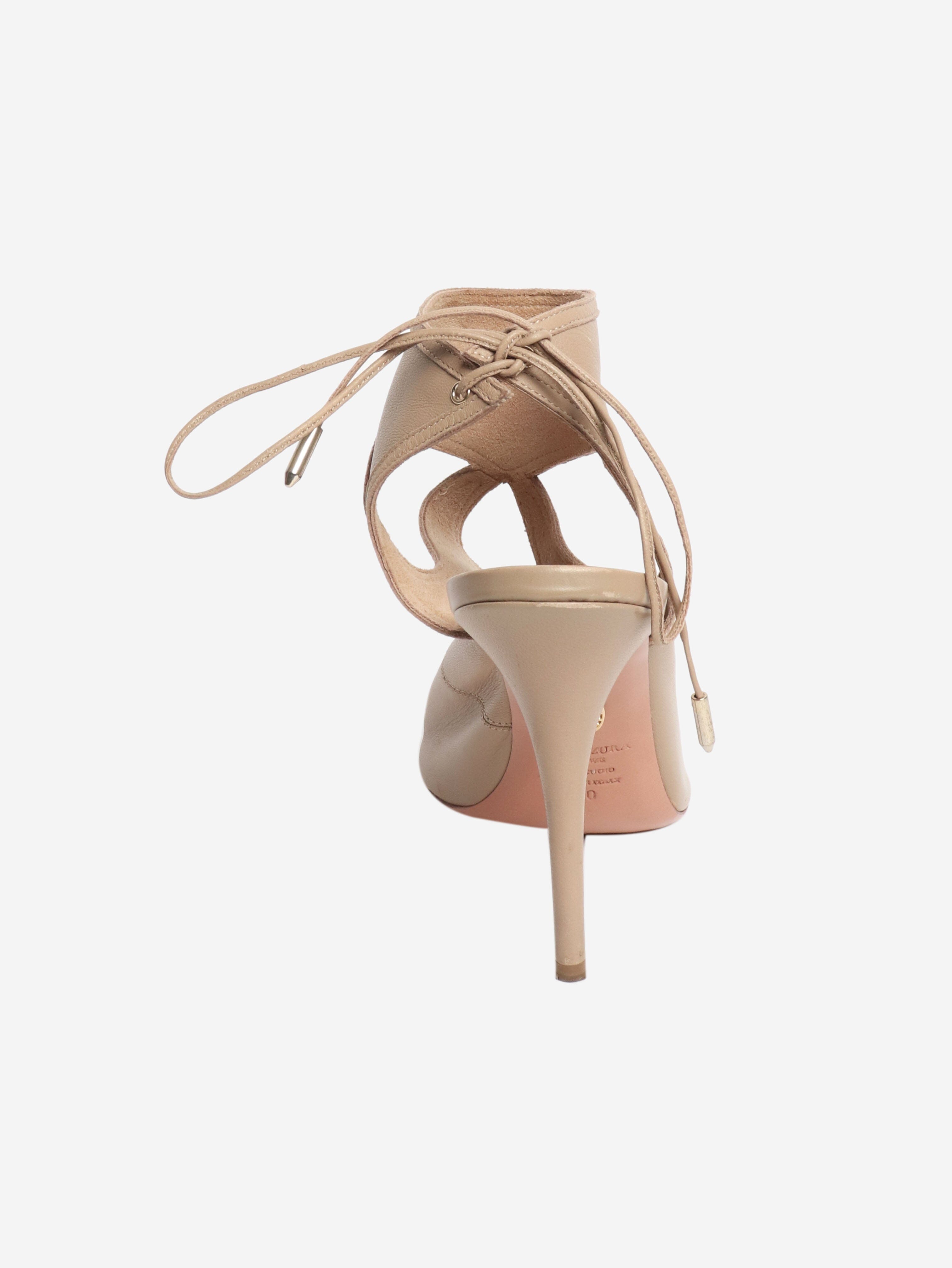 Beige leather cutout sandal heels - size EU 40 Heels Aquazzura 