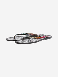 Sophia Webster Black Esme crystal flip-flops - size EU 40