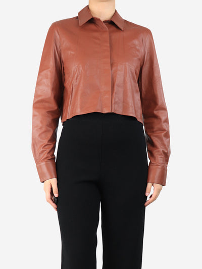 Burnt orange cropped leather shirt - size UK 10 Tops Zeynep Arcay 