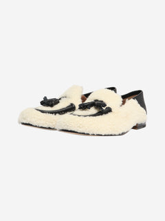 Black and ivory sheepskin loafers - size EU 36 Flat Shoes Fratelli Rossetti 