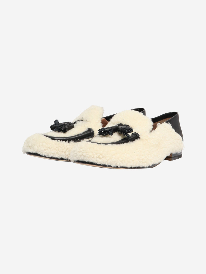 Black and ivory sheepskin loafers - size EU 36 Flat Shoes Fratelli Rossetti 