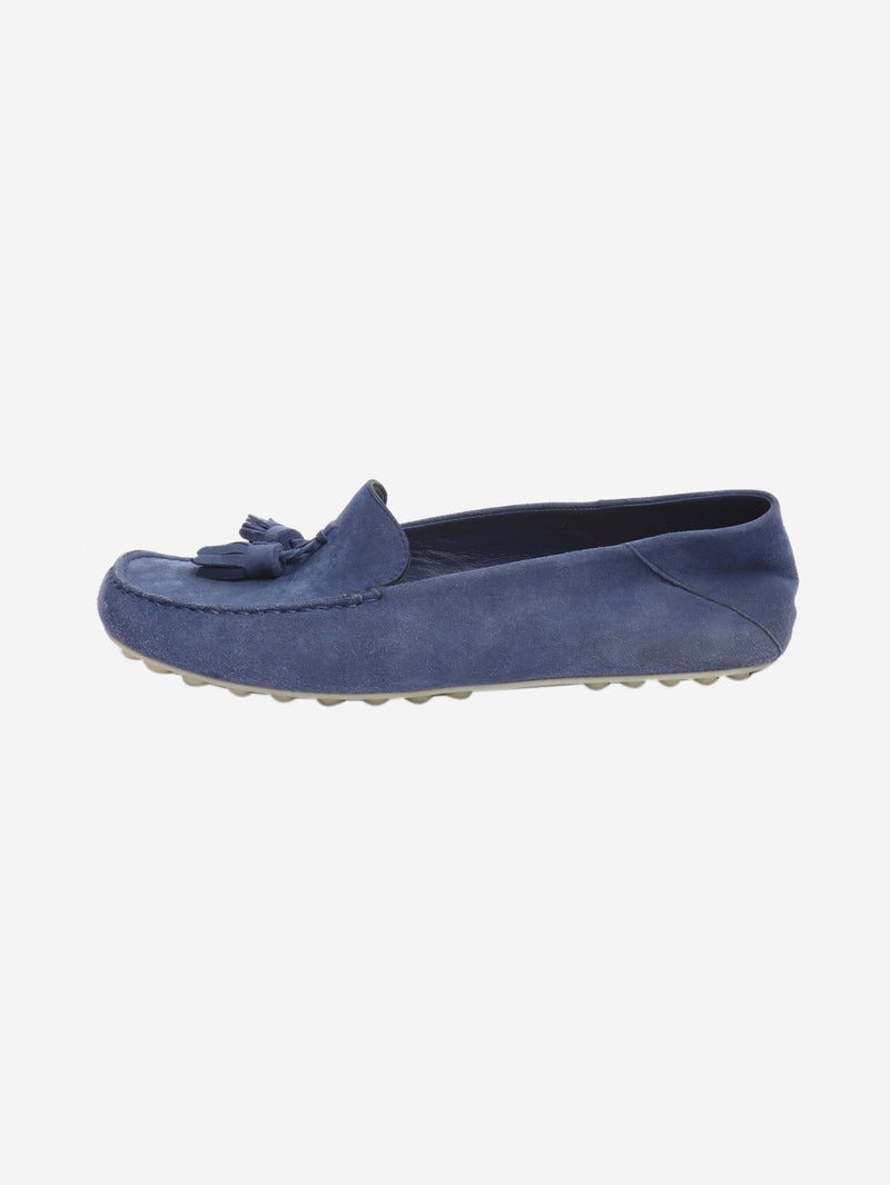 Blue suede tassel moccasin loafers - size EU 38 Shoes Loro Piana 