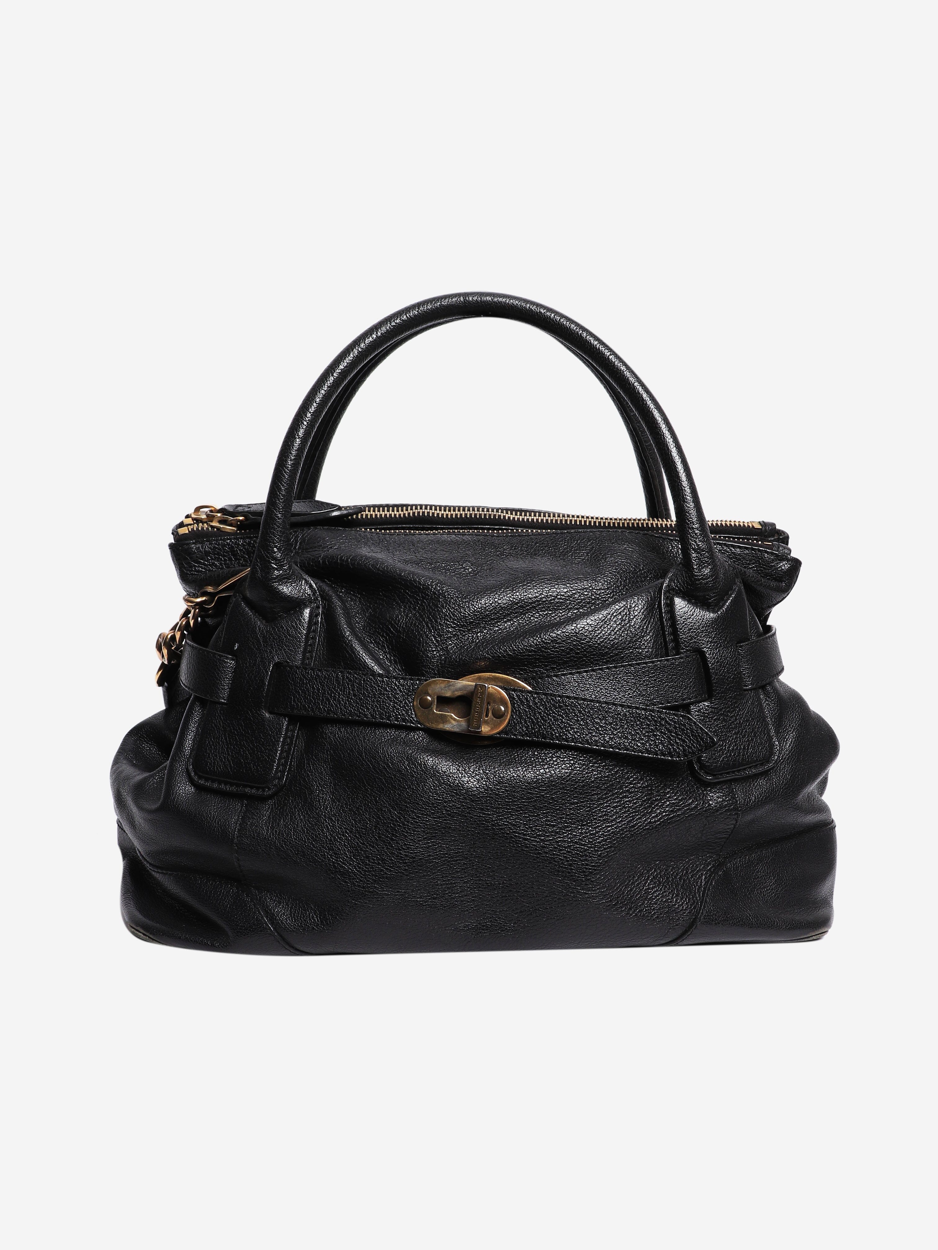 Black grained calfskin Larsen bowling bag Shoulder bags Burberry 