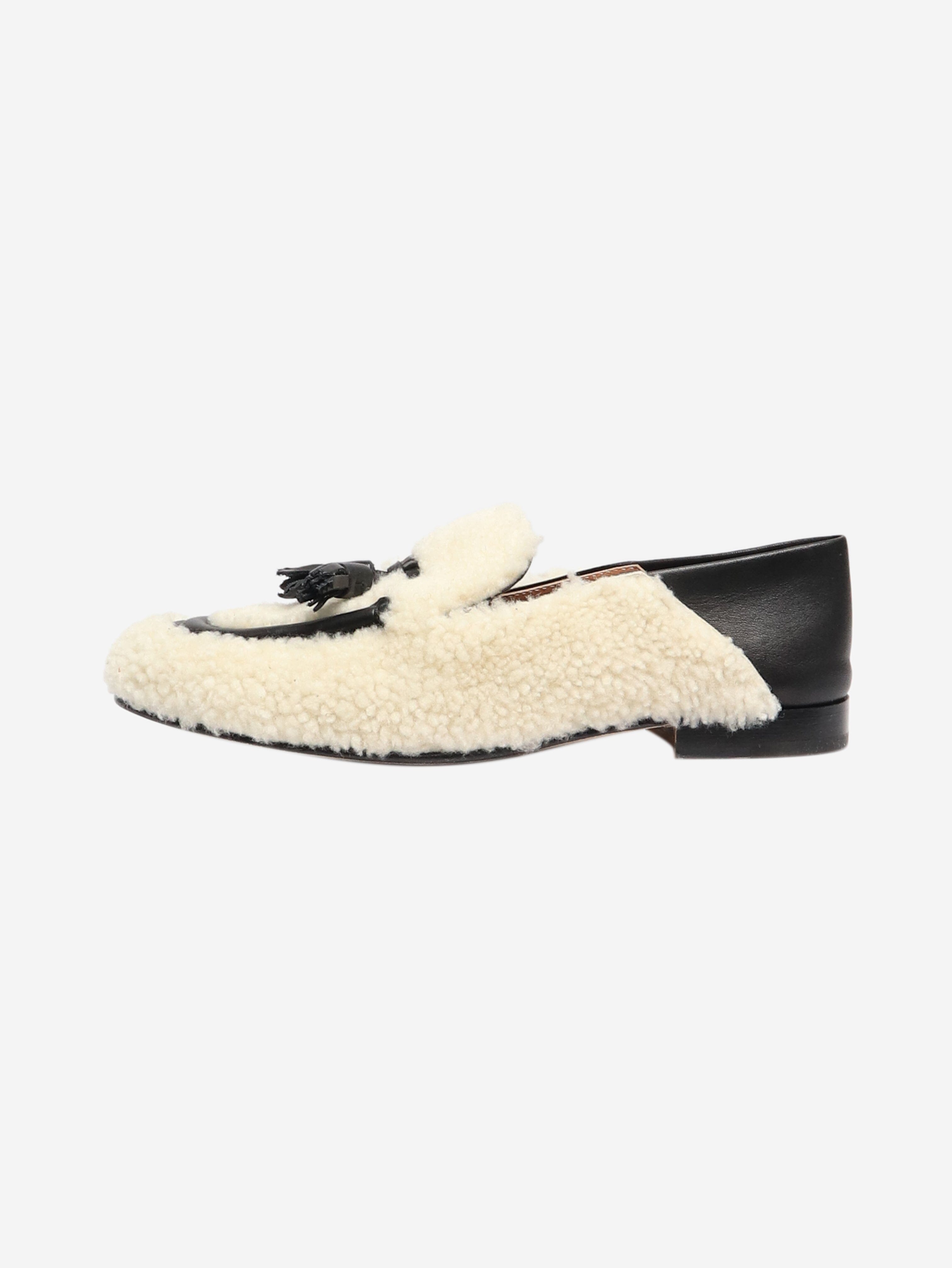 Black and ivory sheepskin loafers - size EU 36 Flat Shoes Fratelli Rossetti 