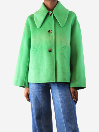 Green wool-blend wide-collar jacket - size UK 6 Coats & Jackets Ganni 