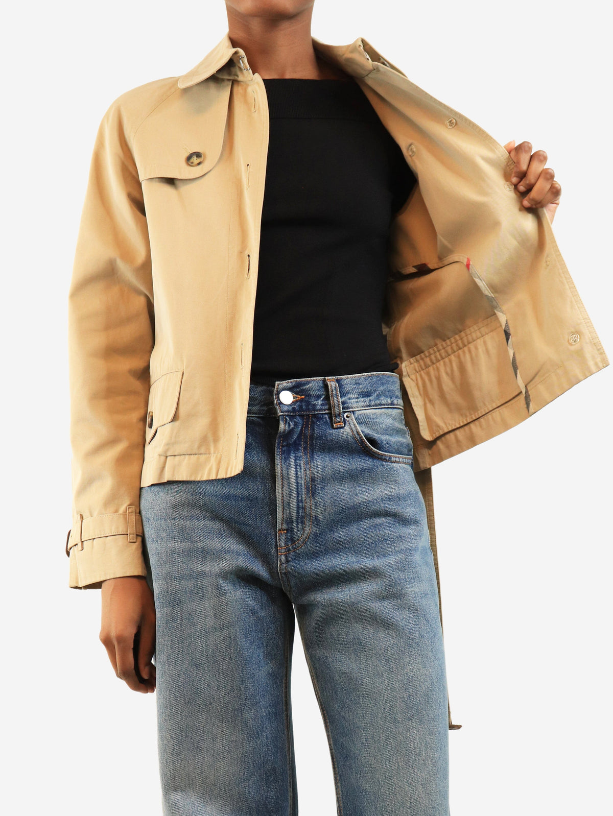 Neutral cropped belted jacket - size XS Coats & Jackets Burberry 