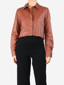 Zeynep Arcay Burnt orange cropped leather shirt - size UK 10