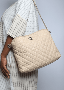 Chanel Cream 2012 caviar leather quilted shoulder bag