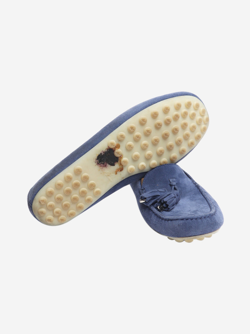 Blue suede tassel moccasin loafers - size EU 38 Shoes Loro Piana 