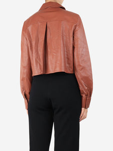 Zeynep Arcay Burnt orange cropped leather shirt - size UK 10