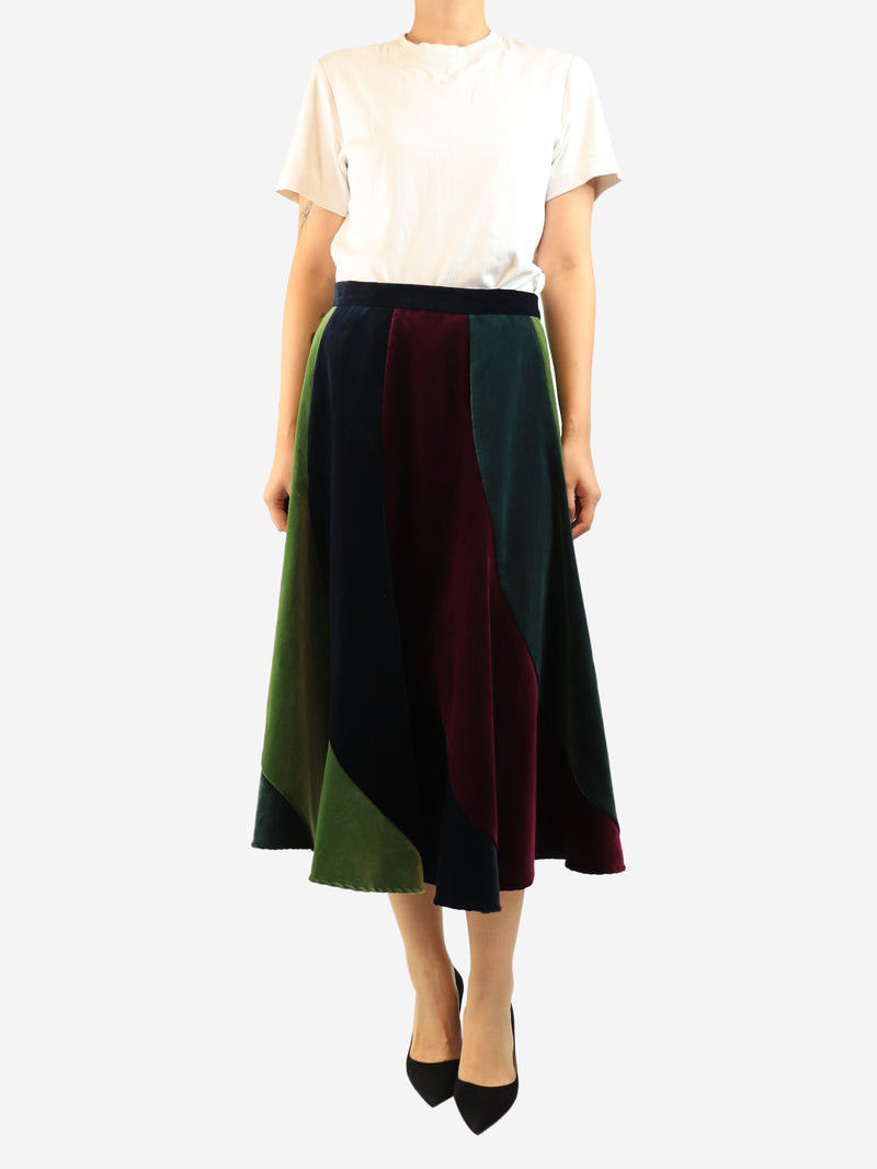 Multicolour velvet midi skirt - size L