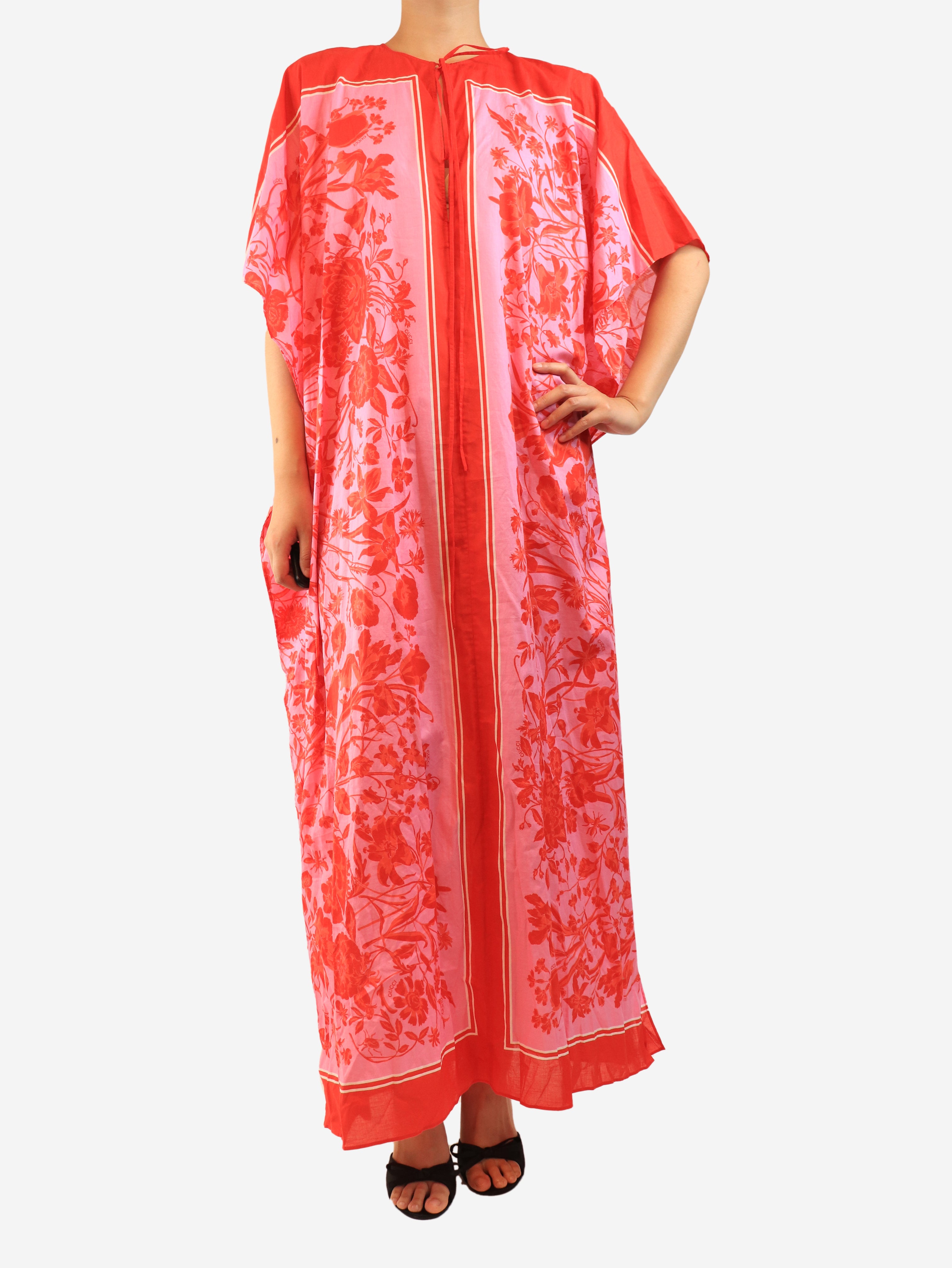Pink floral kaftan - size UK 16