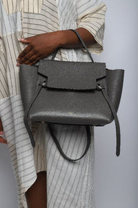 Celine Grey mini belt bag in grained calfskin with gold tone hardware