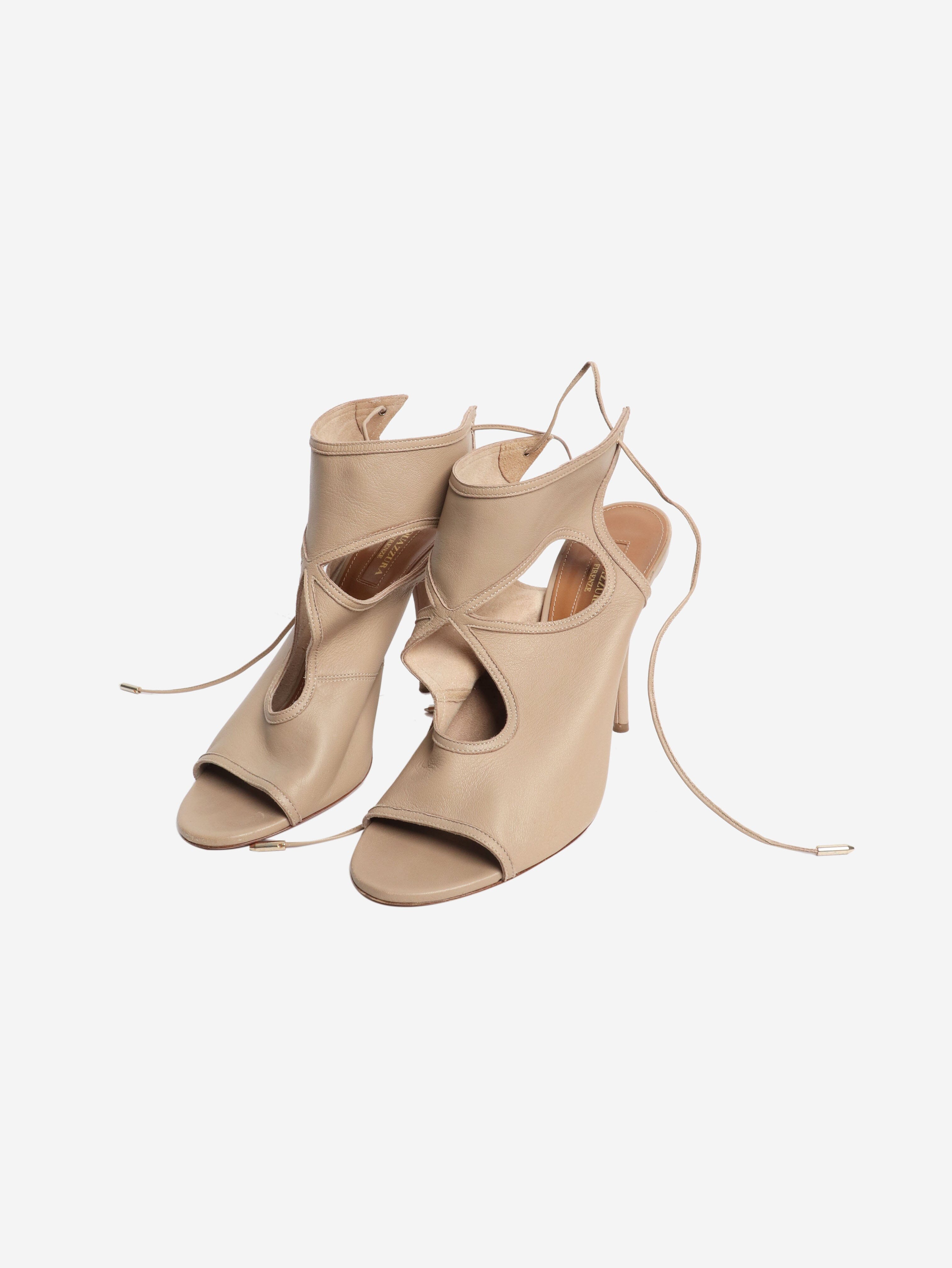 Beige leather cutout sandal heels - size EU 40 Heels Aquazzura 