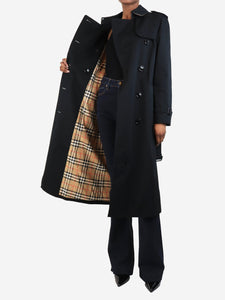 Burberry Black double-breasted trench coat - size UK 4