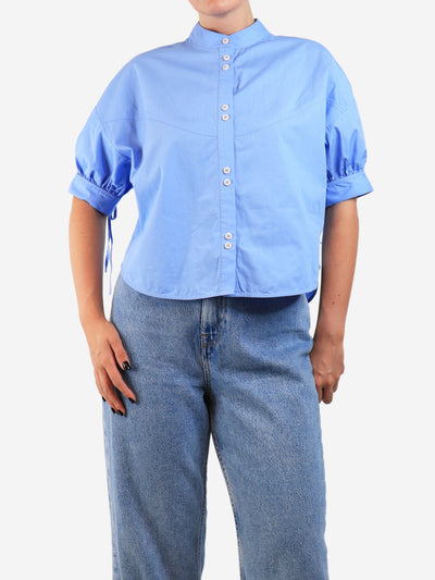 Blue Posey cotton shirt - size UK 8 Tops Lee Mathews 